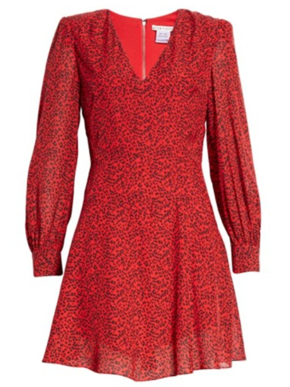 Alice + Olivia Red & Black Leopard Print Flare Mini Dress - Red, Size 14
